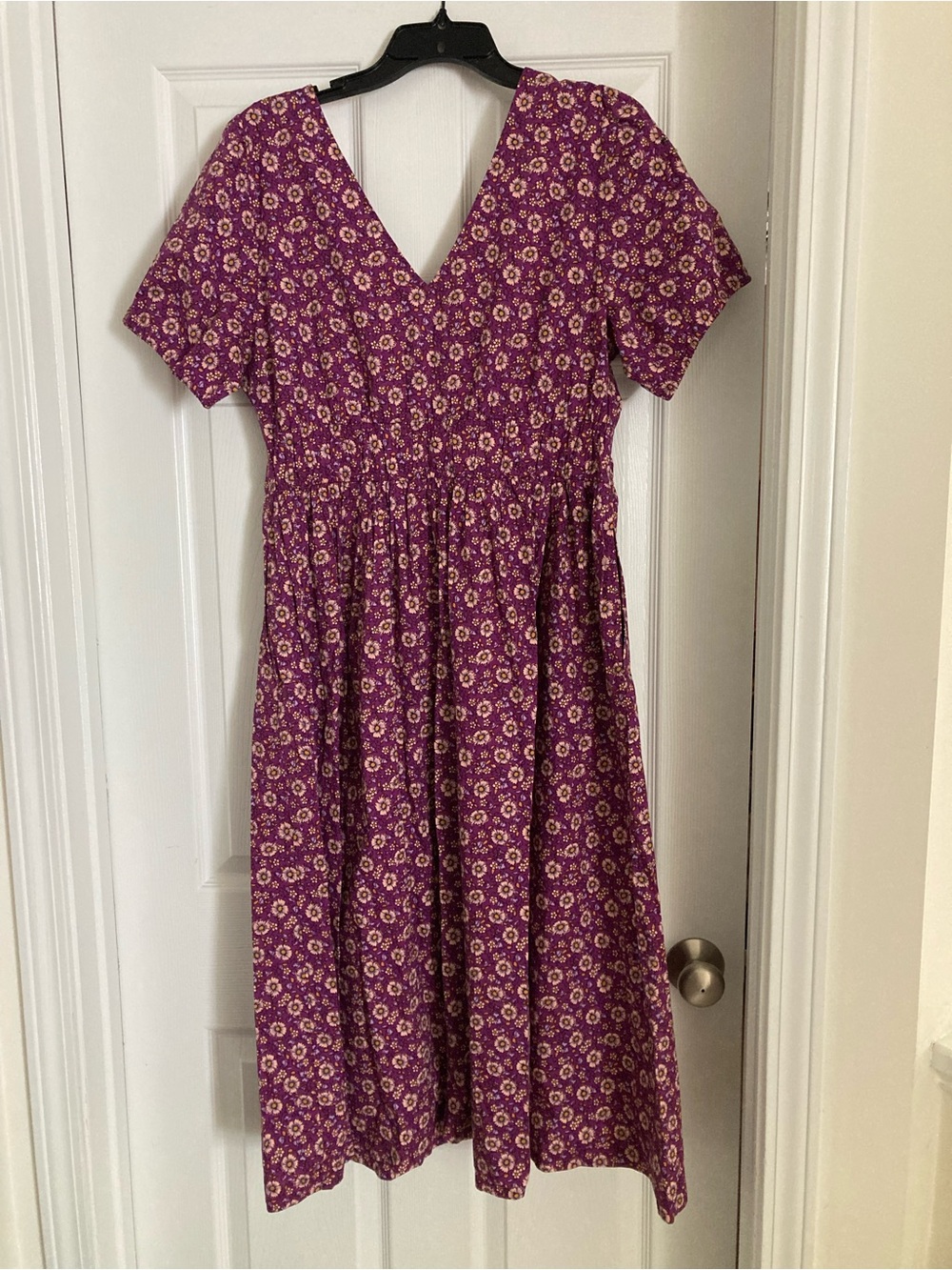 JCrew Factory smocked waist poplin midi dress